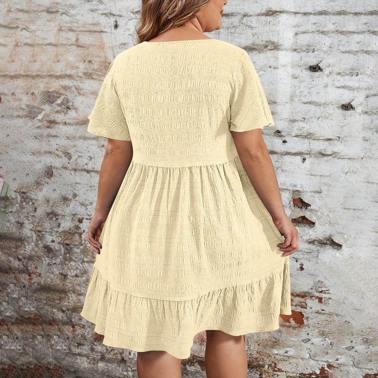Weiqiqre Womens Summer Dresses Casual Loose Cute Ruffle Cap Sleeve Flowy  Mini Dress Sundress - Walmart.com