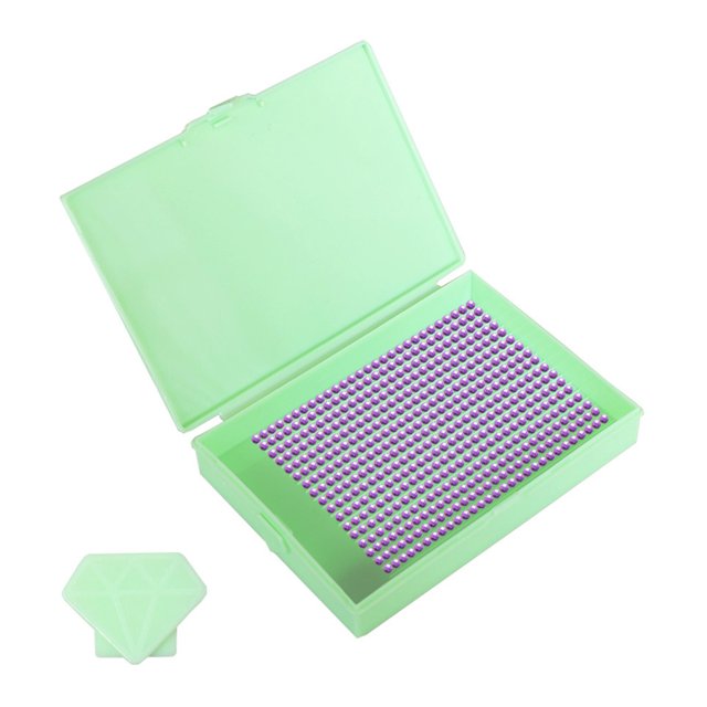 Placa Taladros Bricolaje 5D Con Caja Organizador Diamantes Tapa para Artesanías Arte () Verde