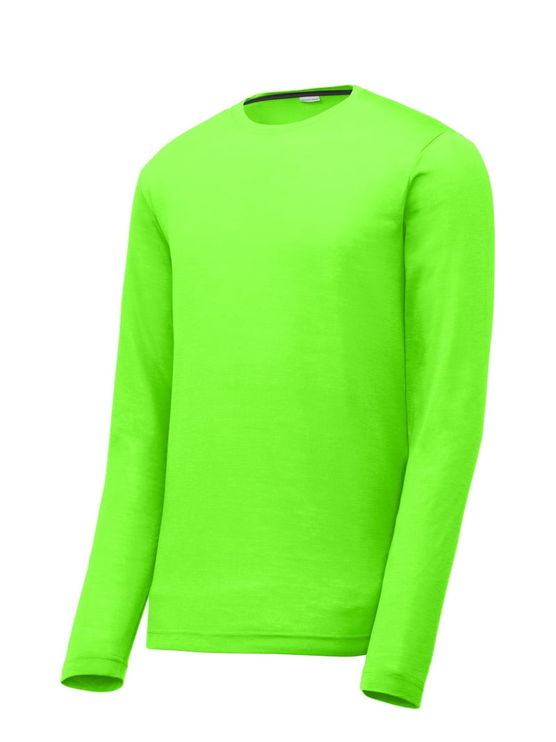 Sport Tek Adult Male Men Plain Long Sleeves T-Shirt Neon
