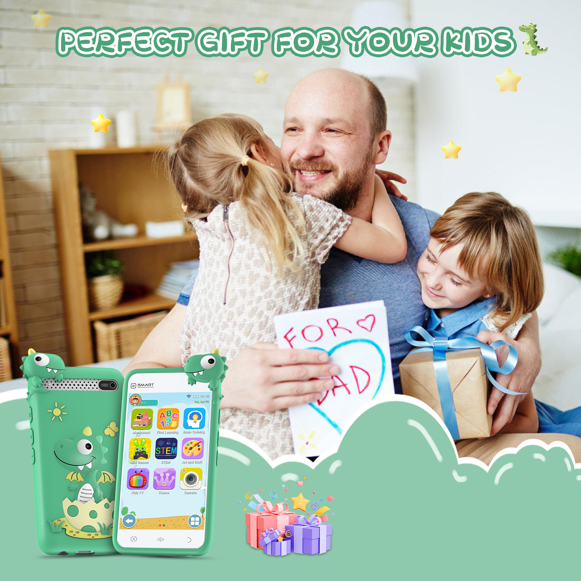 Kids Smart Phone Gifts for Boys and Girls, 3.97" Touchscreen Kids Toy Phone, Kids Cell Phone with 210+ Learning Games and 190+ Drawing, Toys for Birthday Christmas and Back-to-School Gifts