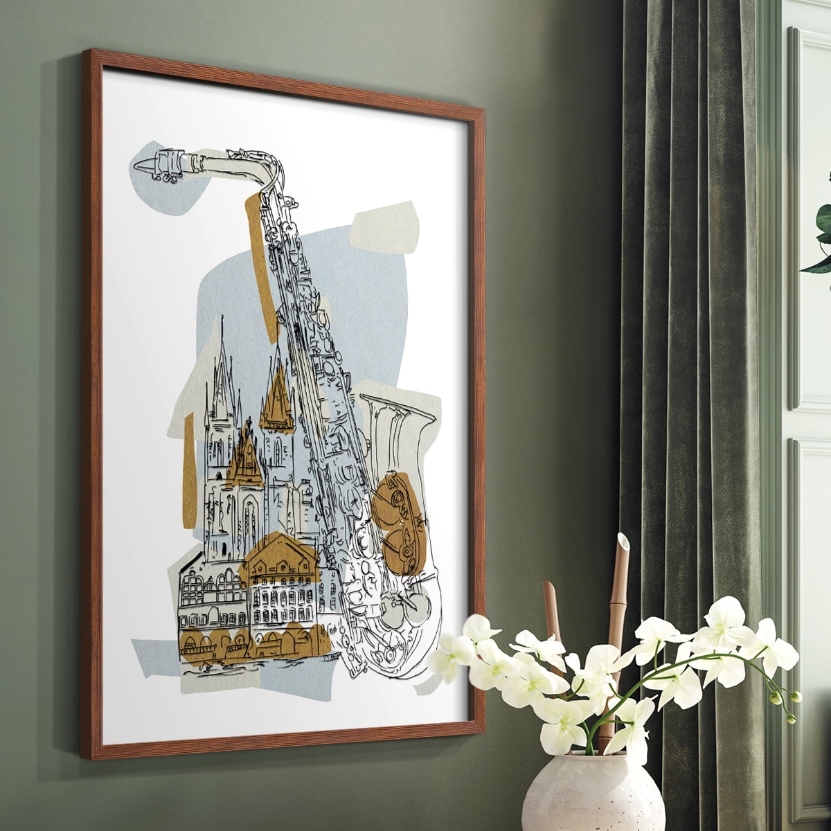 Rehearsal II Framed Print in Brown Solid Wood Framed Print No Nail Hanging
