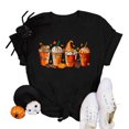 thumbnail image 5 of Halloween Shirts for Women T-Shirt for Casual Wear with Short Round Neck Pumpkin Print Loose Top in Stylish Everyday Wardrobe Black L, 5 of 6