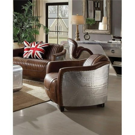 29 x 37 x 31 in. Retro Brown Leather Chair