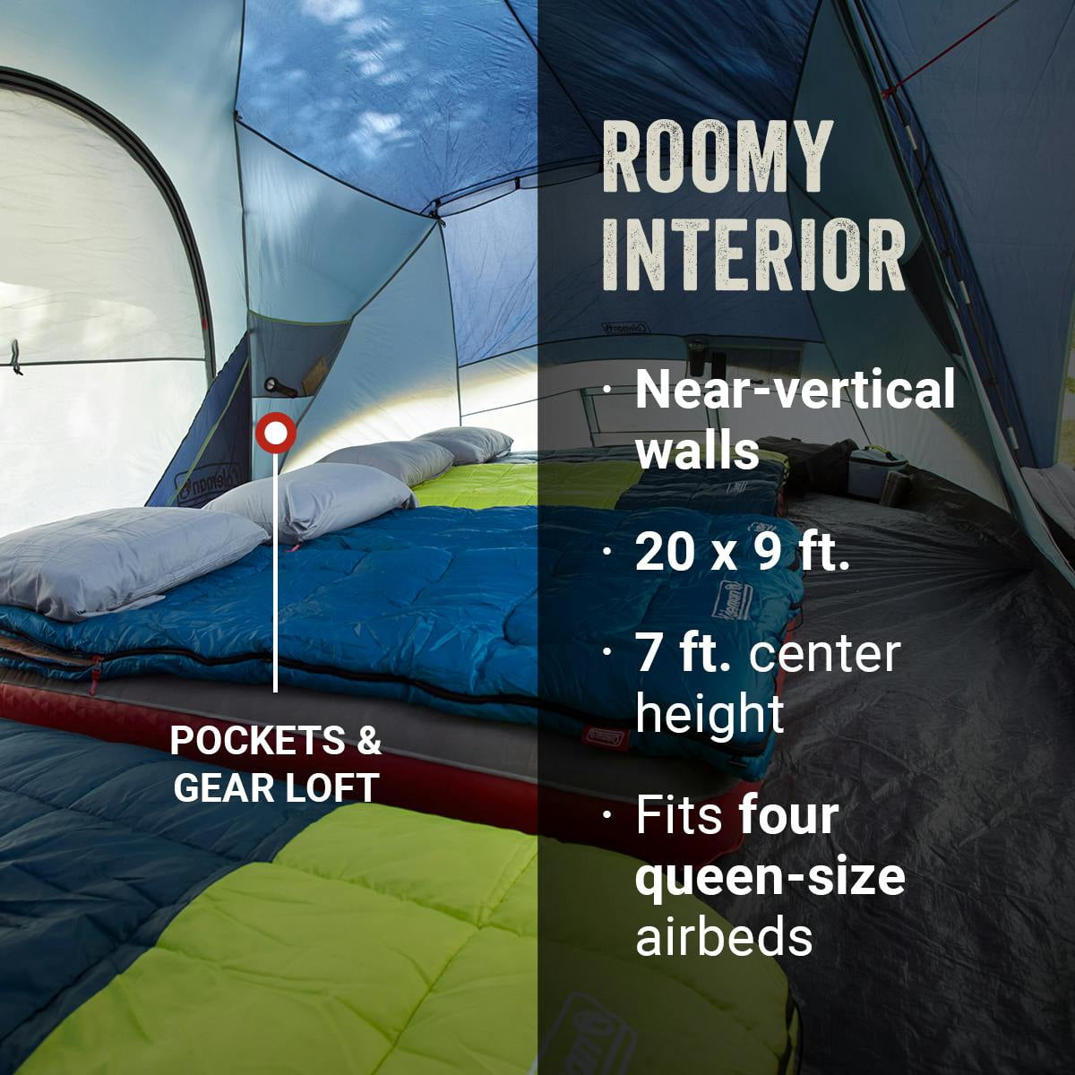 Coleman Skydome™ 12-Person Camping Tent XL, Blue Nights