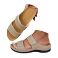 thumbnail image 3 of DAFEI Women's Thick Soled Leather One Strap Hollow Out Casual Open Back Solid Color Sandals, 3 of 8