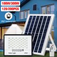 200LED 300W Solar Flood Lights with Remote Control Street Flood Light Outdoor IP67 Waterproof Dusk to Dawn Wall Lamp Security Lighting for Driveway, Garden
