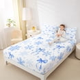 thumbnail image 4 of Homewish Cartoon Bowknot Ribbon Full Size Sheets,Merry Christmas Snowflake Bed Sheets,White Blue Dots Sheet Sets For Girls Boy,Breathable Home Decor,4 Pieces, 4 of 7