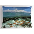 thumbnail image 1 of Starfish Pillow Sham Split View with Sky and Clouds Above Under the Sea Wildlife and Ocean Nature Rocks, Decorative Standard Size Printed Pillowcase, 26 X 20 Inches, Multicolor, by Ambesonne, 1 of 2