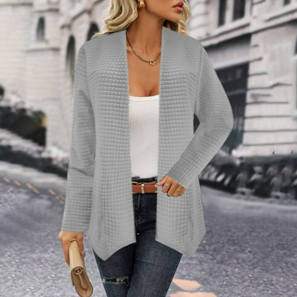 Cárdigan de mujer otoño/invierno nuevo casual suelto color sólido manga larga cárdigan abrigo de mujer