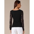 thumbnail image 4 of DARING DIVA Women's Lace Long Sleeve Fitted Cross Wrap Ruched V Neck Top S Black, 4 of 6
