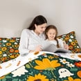 thumbnail image 5 of Homewish Whimsical Halloween Ghost 7-Piece Twin Bedding,Mixed Autumn Floral Print Bedding Comforter Set,Forest Green Yellow,Halloween Reversible, 5 of 8