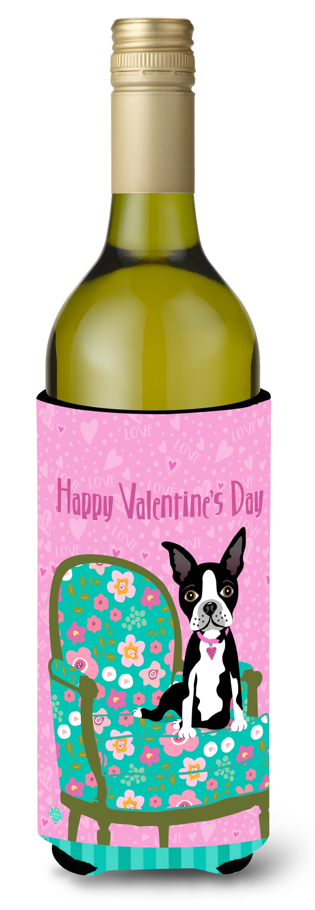 Happy Valentine's Day Boston Terrier Wine Bottle Beverage ...