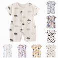 thumbnail image 4 of kpoplk Newborn Baby Boy Girl Summer Romper Short Sleeve Cotton Embroidery Jumpsuit Breathable Soft Baby Onesie 3-18 Months Size 12-18 Months,Light Blue, 4 of 4