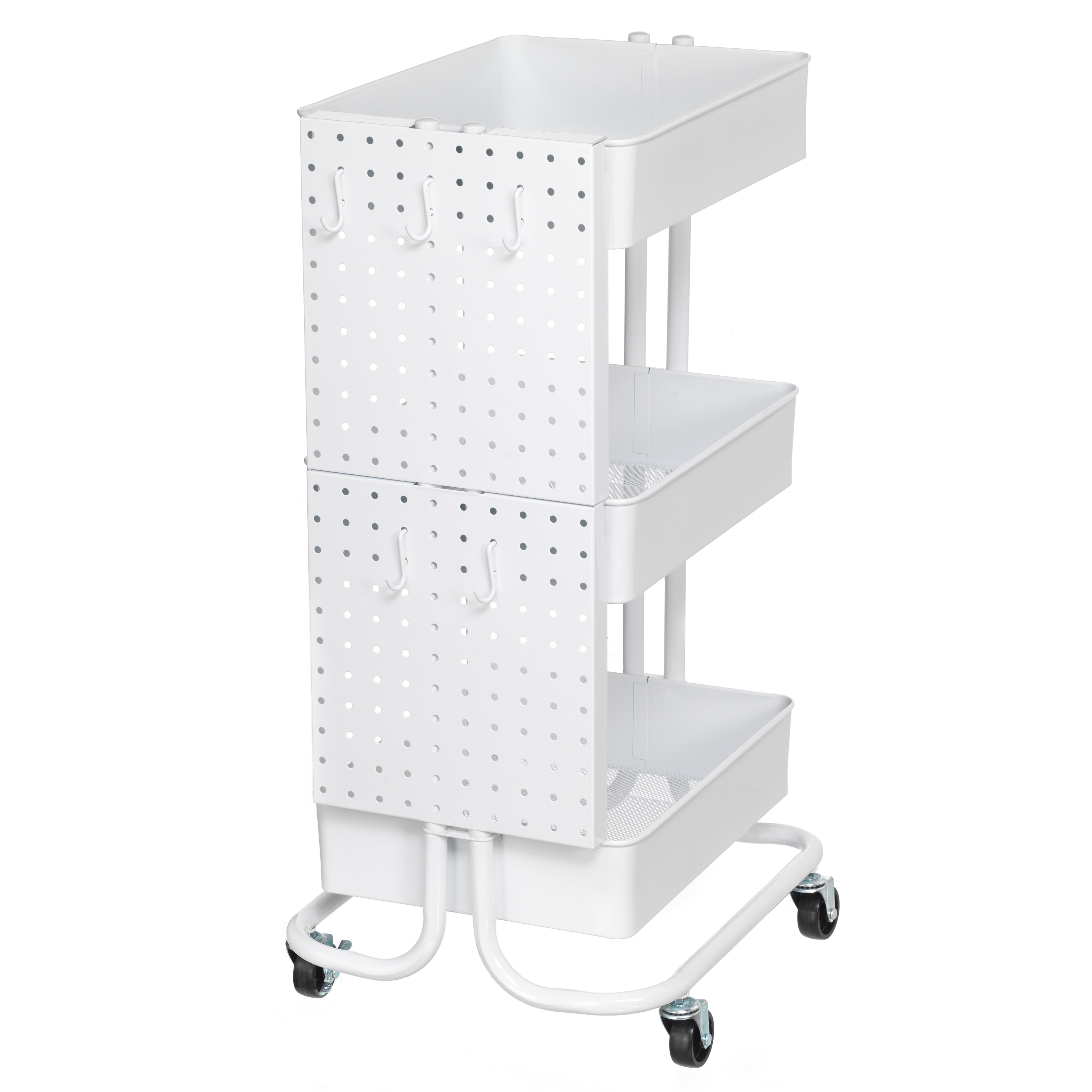 Lexington Cart Pegboards by Simply Tidy - Metal Pegboards with 5 Hooks for Extra Craft Storage – Easy Side Attachment for Organizing Tools & Accessories - 2 Count