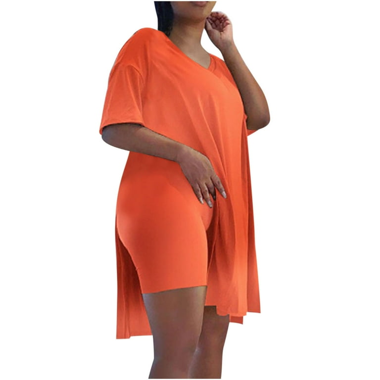 Plus size two piece biker short set deals
