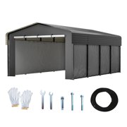 LZBEITEM 13x20 Ft Outdoor Heavy Duty Metal Carport with 4 Sidewalls & Galvanized Steel Roof for Cars, Boats, and Truck