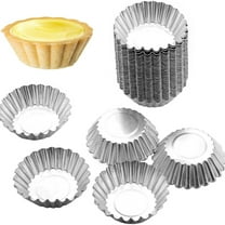 Bxaolu 50 Pack Egg Tart Pans, 2.8 x 0.8in Mini Metal Cupcake Pans Pie Cookie Muffin Tins Reusable Baking Mold Cups, Silver