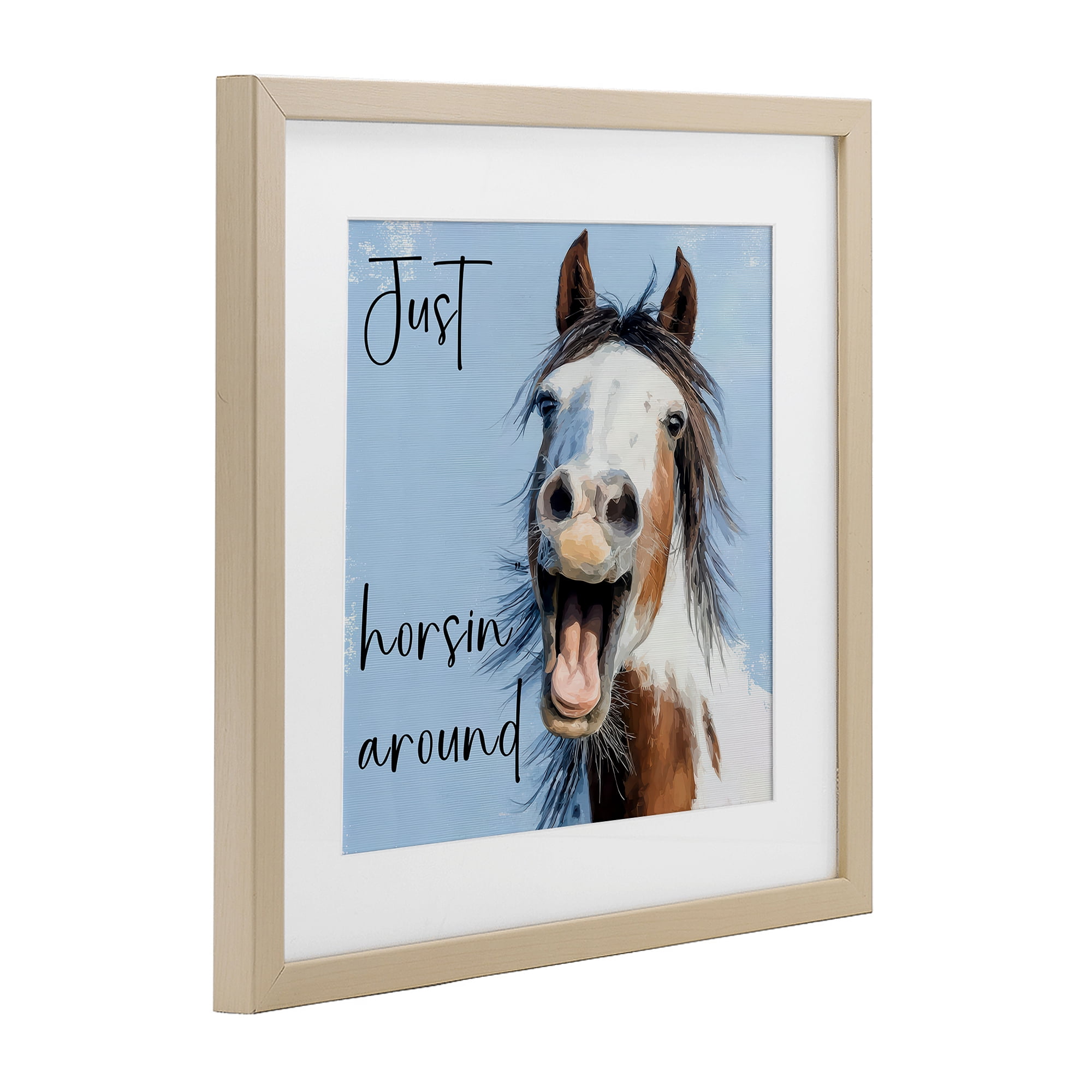 Stupell Industries Just Horsin' Around Birch Framed Print Under Glass, design by Kim Curinga