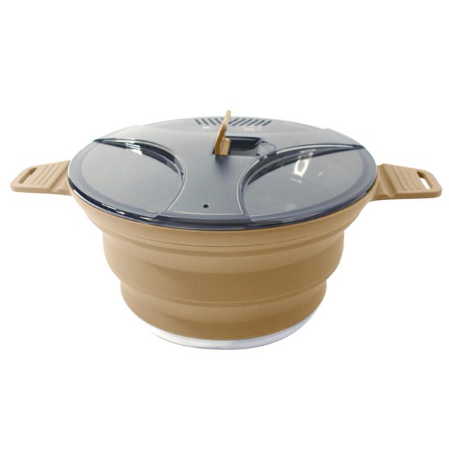 Olla de cocina portátil plegable, hervidor de silicona para exteriores, utensilios de cocina (caqui) Likrtyny Para estrenar