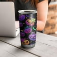 thumbnail image 4 of 20oz Tumblers Neon Halloween Pumpkin Pattern Stainless Steel Vacuum Insulated Double Wall Travel Tumbler Cups Mug with Lid and Straw,Cleaning Brush for Cold & Hot Drinks, 4 of 7