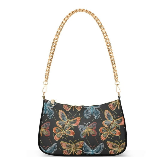 Butterflies Orange BlueWomen Small Shoulder Bag Crossbody Tote Hobo Bags Purse Clutch Handbags with Chain Strap for Women