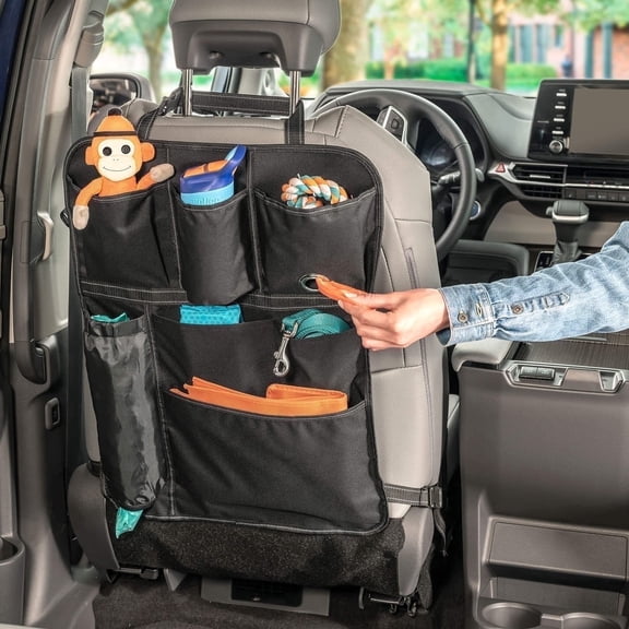 High Road BackPockets Seat Back Organizer - Back of Seat Organizer and Seat Protector with Storage Pockets and Bag Dispensers for Car, SUV, Truck or Van