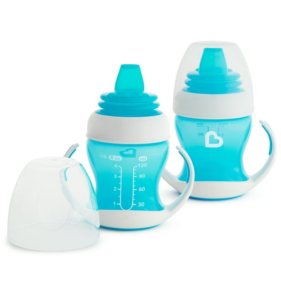 Munchkin® Gentle™ Transition Toddler Sippy Trainer Cup, 4 oz, Blue, Unisex, 2 Pack