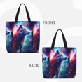 thumbnail image 2 of Fuzoiu Starry Multicolored Wolf Print Durable Tote Bag,Shoulder Bag with Zipper Closure,Casual Tote's Handbag,for Daily Use, Shopping, School, Work, 2 of 7