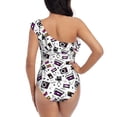 thumbnail image 5 of Sikiie Music Player Print Women One Piece Swimsuits Tummy Control One Shoulder Bathing Suits Ruffle Swimwear, From S to XXL-Small, 5 of 6