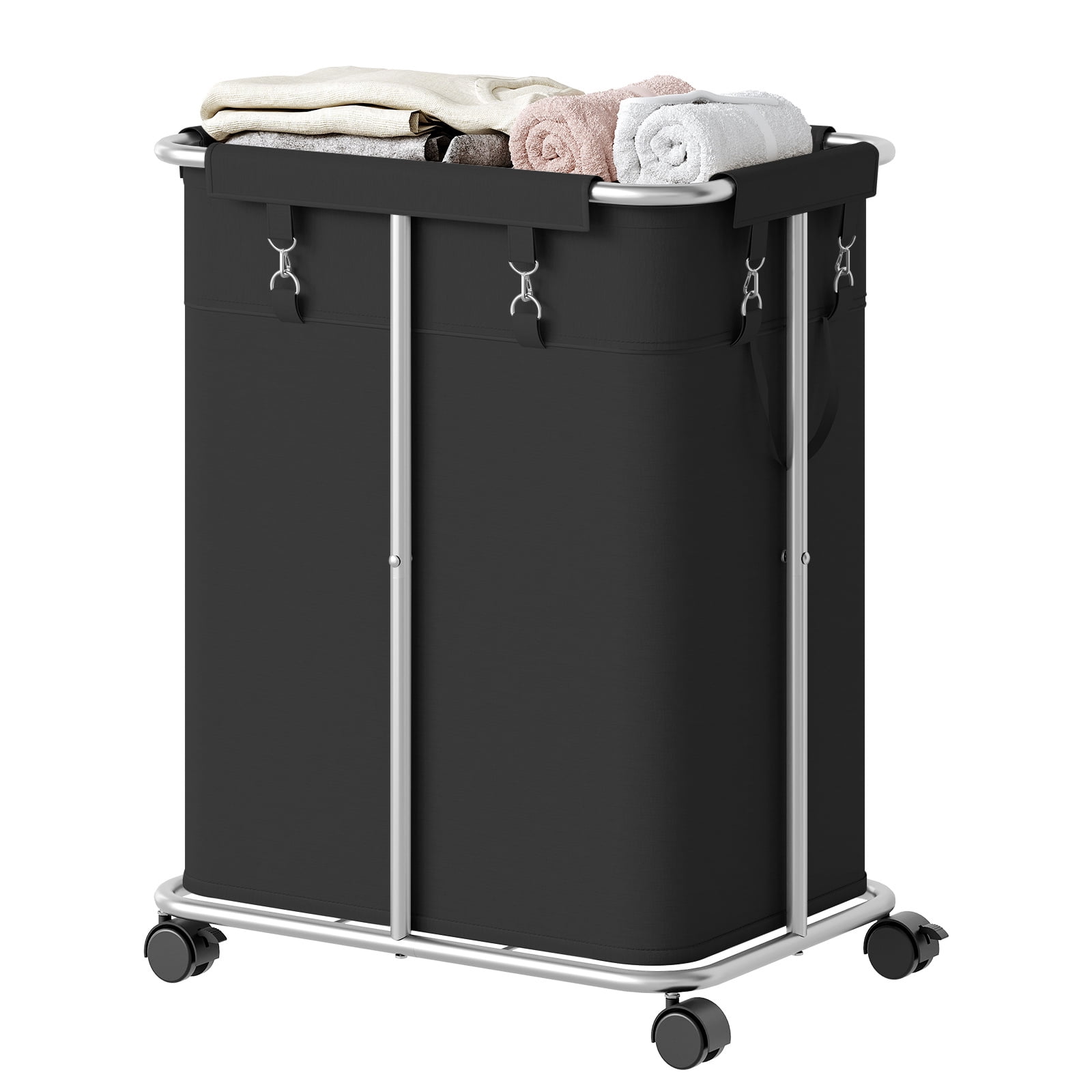 HOOBRO 170L Laundry Basket with Wheels, 45 Gallons Rolling Laundry Hamper, Narrow Slim Laundry Sorter with Removable Oxford Fabric Bag, Laundry Room, Dorm Room, Bedroom, Black BB05XY01
