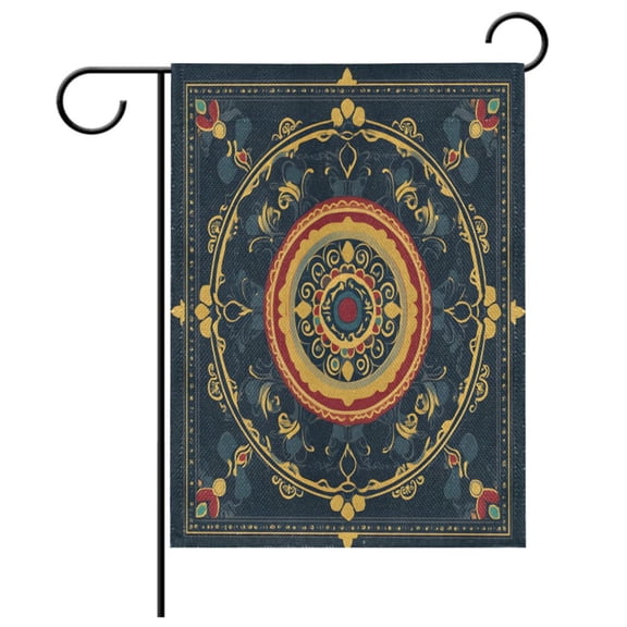 Ryvnso Retro Ethnic Flowers Pattern Garden Flag 12x18 Inch Double Sided Seasonal Yard Decoration