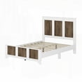 thumbnail image 2 of Full Size Wooden Platform Bed with Wooden Strip Decoration, Plywood Support, White for Bedroom, 2 of 11