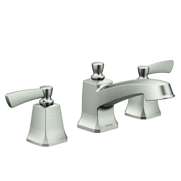 Moen Conway Spot Resist Brushed Nickel Two Handle Widespread Bathroom Sink Faucet with Valve Included