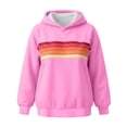 thumbnail image 5 of Women's Retro Stripe Hoodie Pullover Long Sleeve Colorful Casual Sweatshirt Top, 5 of 5
