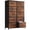 Brown, variant on Lockers for Bedroom with 10 Fabric Drawers, Tall Chest Organizer Units for Clothing, Closet, Kidsroom, Storage Tower with Cabinet, Metal Frame, Wooden Top, Lightweight Nursery Furniture