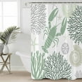 thumbnail image 2 of Extra Long Shower Curtain 72x84 Inch, Sage Green Coastal Shower Curtain Waterproof Bathroom Decor Summer Lobster Coral Nautical Fabric Bath Curtain Set Accessories with Hooks, 2 of 6