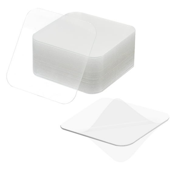 Uxcell 30Pcs Double Sided Tape Heavy Duty, Nano Clear Removable Picture Hanging Adhesive Strips Square Mounting Adhesive Tape for Wall Door Crafts Decor, Clear(2.4" l x 0.047" T)