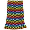 thumbnail image 2 of Balery Rainbow Chequerboard Manta de Felpa Suave y Acogedora – Cobija de Franela Aterciopelada para Cama, Lavable y Cálida para Sofá, Mascotas, Transpirable-50"x40", 2 of 7