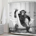 thumbnail image 3 of Funny Monkey Shower Curtain 60Wx72H inch Chimpanzee in Bathtub Black White Animal Wildlife Men Shower Curtain Bathroom Set Modern Cool Waterproof Bath Decoration Accessories Home Decor, 3 of 7