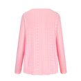 thumbnail image 5 of AXXD Womens Work Tops Pink Basic Summer 2024 Trendy Round-Neck Long Sleeve Casual T-shirt Top Solid Blouse, 5 of 6
