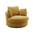 thumbnail image 2 of 42" Swivel Sofa Chair with 3 Pillows, 360 Degree Swiveling Round Sofa Accent Upholstered Barrel Chair with Armrest and Backrest for Living Room Bedroom, Easy Assembly, Yellow, 2 of 7