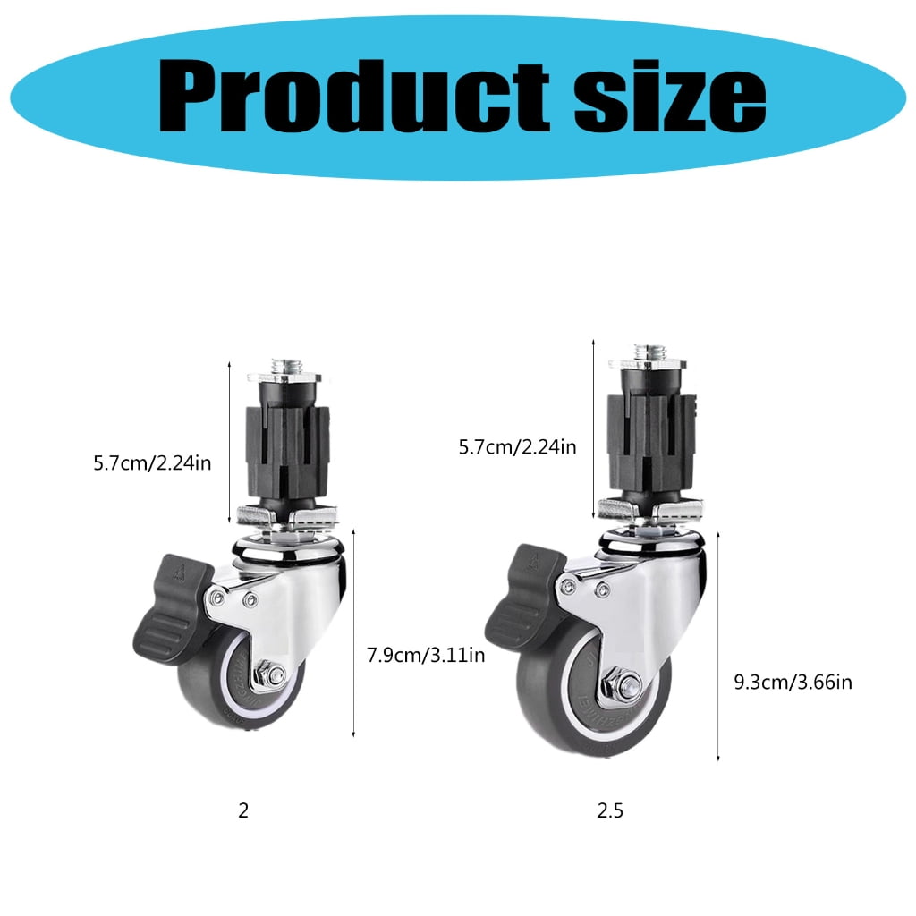 4Pcs Square Tube Wheel Quiet Brake Caster Rubber Wheel Easy to Installation