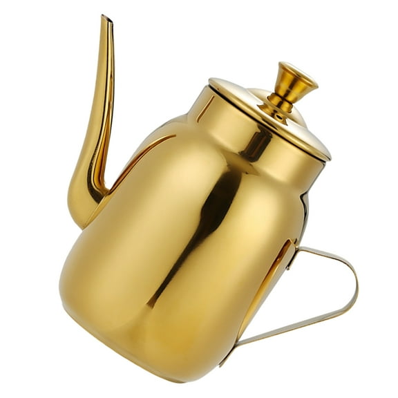 ADDHAT Ergonomic Golden Stainless Steel Oil Jug for Kitchen Use, Cooking Oil Dispenser with Easy Pour Spout