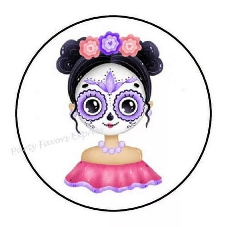 Fiesta Girl Day Of The Dead Stickers Party Favors Phone Decal Water Bottle Stickers Car Decals, Laptop Sticker