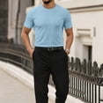 thumbnail image 3 of BRANROY Men's Short Sleeve T-Shirt Mesh - Ice Silk Breathable Lightweight Summer Casual Shirts for Men Cool Touch Pullover Top,Light Blue 3XL, 3 of 9