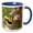 Blue/White, variant on 3drose, Photograph of an Eastern Tiger Swallowtail with Wings Out on Abelia., 11oz Two-tone Green Mug