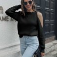thumbnail image 2 of Fesfesfes Women Sweater Casual Solid Round Neck Long Sleeve Loose Sweater Fall Blouse Tops, 2 of 6