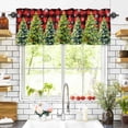 thumbnail image 3 of Christmas Tree Valances for Windows Winter Xmas Snowflake Color Ball Bow Red Plaid Rod Pocket Curtain Valance Window Treatment Short Curtains for Kitchen Living Room, 60"x18", 3 of 5