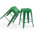 thumbnail image 6 of 24 inch High Barstools Set of 2, Counter Height Metal Bar Stools, Indoor/Outdoor Stackable Bartool Industrial Backless Stools(Green), 6 of 8