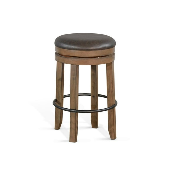 Sunny Designs 30" Doe Valley Backless Swivel Barstool in Taupe Brown (Set of 2)